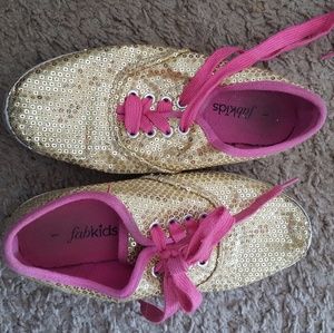 Girls gold sequin shoes
